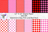 Valentine's Day Digital Paper - Red and Pink Paper Pack